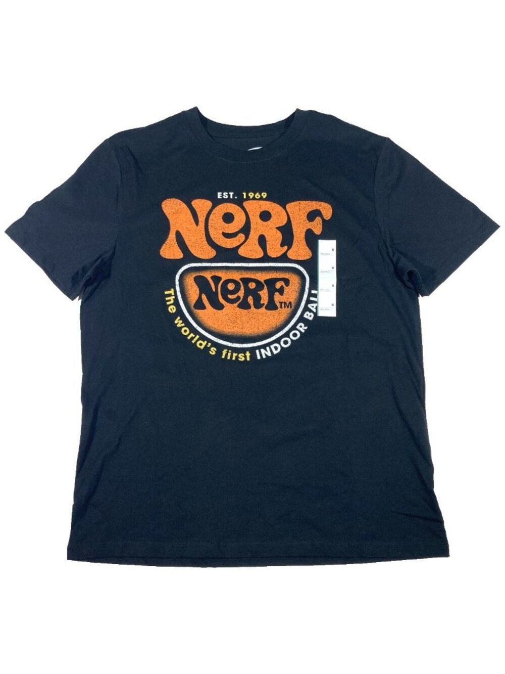 Nerf Logo Est. 1969 Retro T-Shirt Mens Medium Black Hasbro Toys Mad Engine Ball